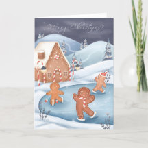 Weihnachts-festes Lebkuchen Männer Skaten Card