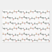 Weihnachts-festliche Blumen und Lichter Set von 3 Geschenkpapier Set (Vorderseite 3)