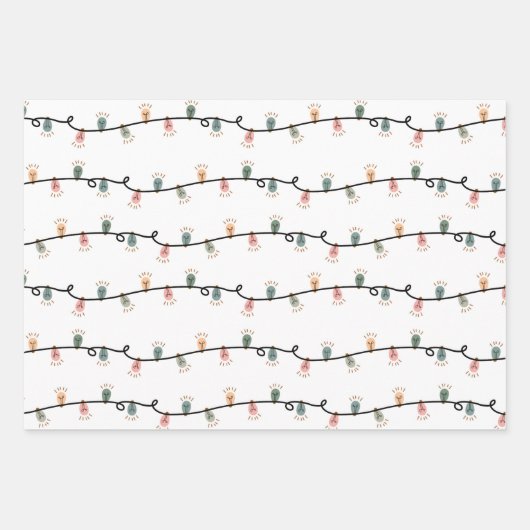 Weihnachts-festliche Blumen und Lichter Set von 3 Geschenkpapier Set (Vorderseite 3)