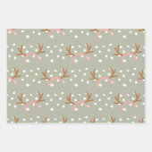 Weihnachts-festliche Blumen und Lichter Set von 3 Geschenkpapier Set (Vorderseite)