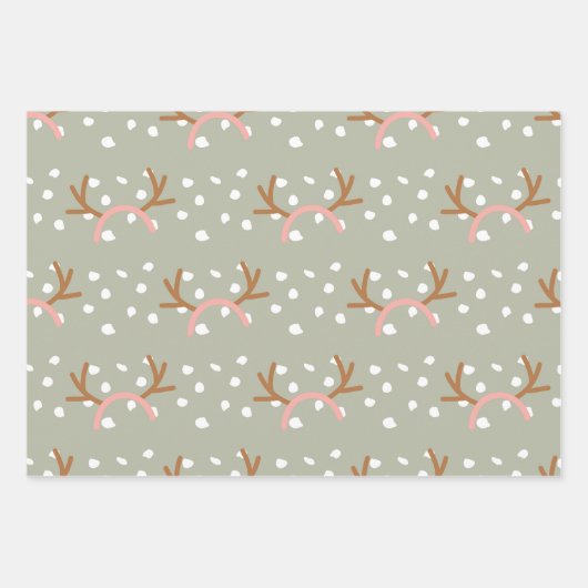 Weihnachts-festliche Blumen und Lichter Set von 3 Geschenkpapier Set (Vorderseite)