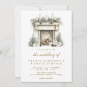 Weihnachts-Feuerplatz Bow All in One QR Code Hochz Einladung (Vorderseite)