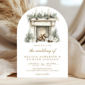 Weihnachts-Feuerplatz Bow Foto QR Code Arch Hochze Einladung