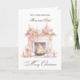 Weihnachts-Feuerplatz-Mama und Vater Feiertagskarte