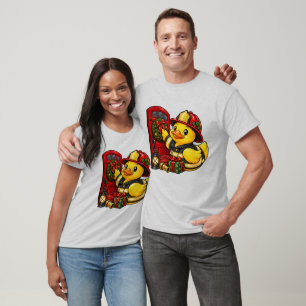 Weihnachts-Feuerwehrmann-Gummiente Süße Feiertage T-Shirt