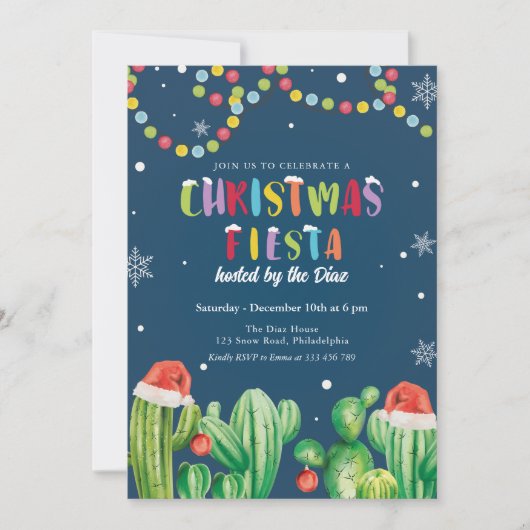 Weihnachts-Fiesta Einladung Cacti Party Einladung (Vorderseite)