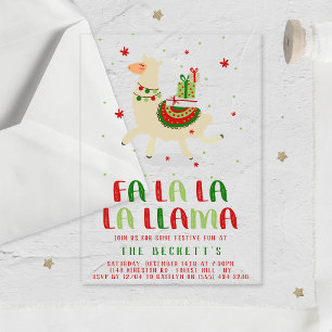 Weihnachts-Fiesta Llama-Feier Acryleinladungen