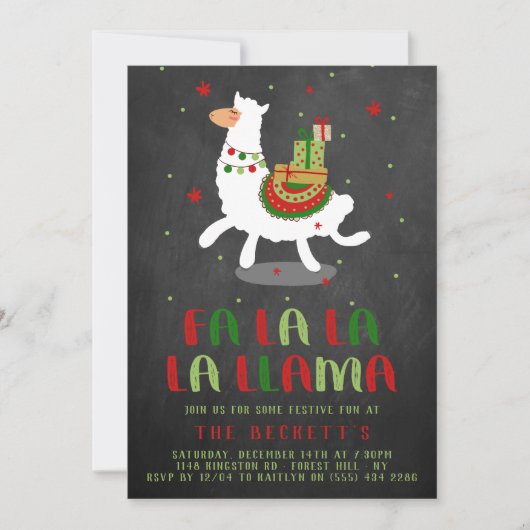 Weihnachts-Fiesta Llama-Feier Einladung (Vorderseite)