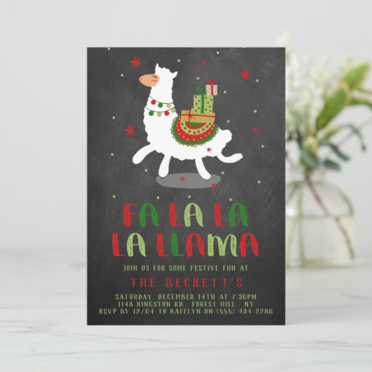 Weihnachts-Fiesta Llama-Feier Einladung (Stehend Vorderseite)