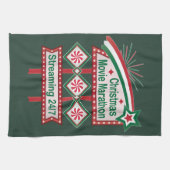 Weihnachts-Film Marathon Retro Marquee Festival Geschirrtuch (Horizontal)