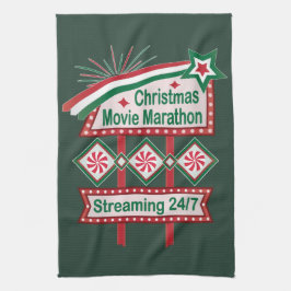 Weihnachts-Film Marathon Retro Marquee Festival Geschirrtuch