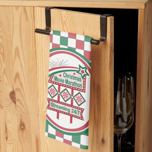 Weihnachts-Film Marathon Retro Marquee Festival Geschirrtuch (Drittel gefaltet)