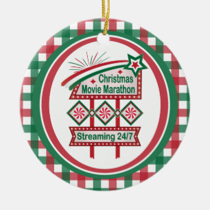 Weihnachts-Film Marathon Retro Marquee Festival Keramik Ornament