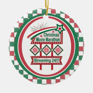 Weihnachts-Film Marathon Retro Marquee Festival Keramik Ornament