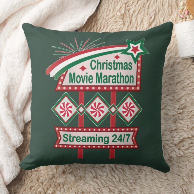 Weihnachts-Film Marathon Retro Marquee Festival Kissen (Decke)