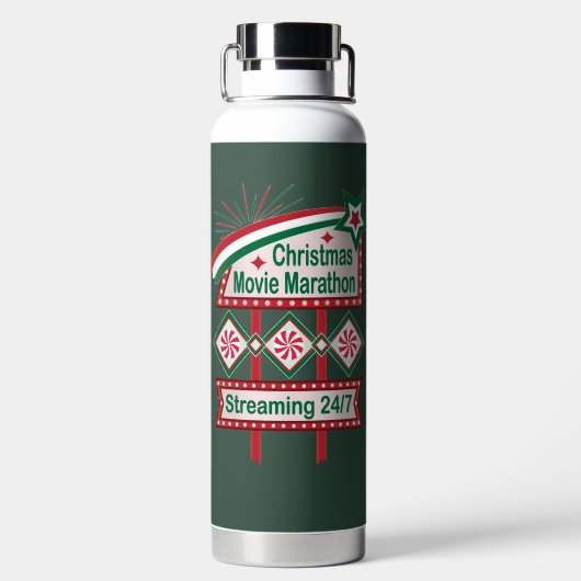 Weihnachts-Film Marathon Retro Marquee Festival Trinkflasche (Rückseite)