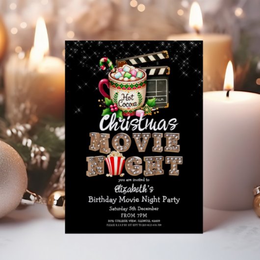 Weihnachts-Filmabend Cocoa Popcorn Party Einladung