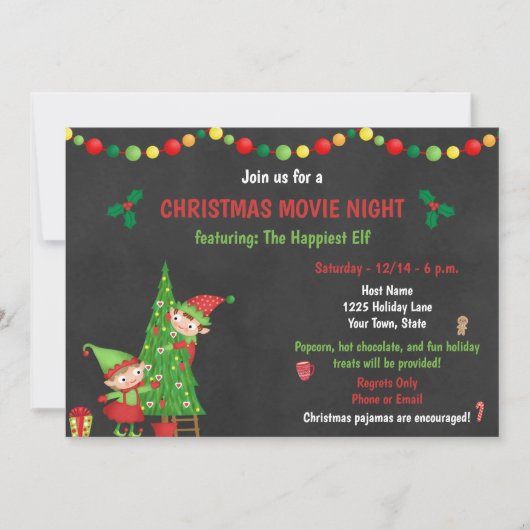 Weihnachts-Filmabend Einladung (Vorderseite)