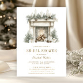 Weihnachts-Fireplace Bow QR-Brautparty Einladung