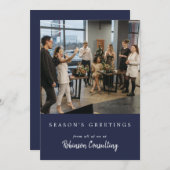 Weihnachts-Firmenlogo Modern Team Foto Feiertagskarte (Vorne/Hinten)