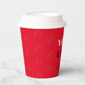 Weihnachts-Firmenlogo Red Holly Gemustert Pappbecher (Vorderseite)
