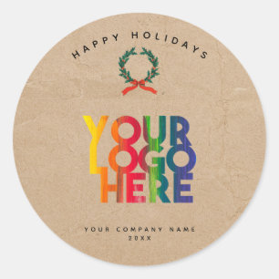 Weihnachts-Firmenlogo Vintage Kraft Runder Aufkleber