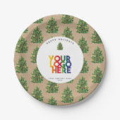 Weihnachts-Firmenlogo Vintager Weihnachtsbaum Pappteller (Vorderseite)