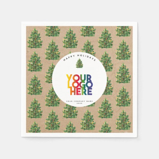 Weihnachts-Firmenlogo Vintager Weihnachtsbaum Serviette (Vorderseite)