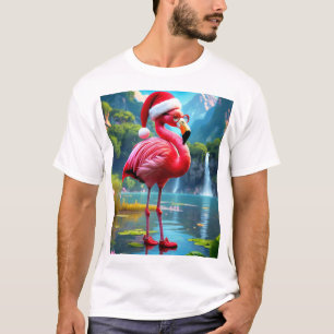 Weihnachts-Flamingo als Weihnachtsmann-47476 Uhr T-Shirt