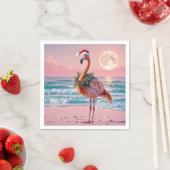 Weihnachts Flamingo am rosa Strand Serviette (Beispiel)