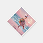 Weihnachts Flamingo am rosa Strand Serviette (Ecke)