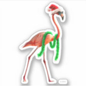 Weihnachts-Flamingo am Strand Aufkleber (Vorderseite)