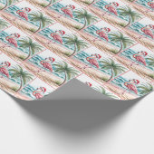 Weihnachts-Flamingo am Strand Geschenkpapier (Ecke)