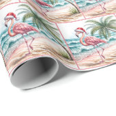 Weihnachts-Flamingo am Strand Geschenkpapier (Rolleneckpunkt)