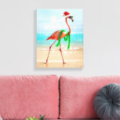 Weihnachts-Flamingo am Strand Leinwanddruck (Insitu (Wohnzimmer))