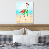 Weihnachts-Flamingo am Strand Leinwanddruck (Insitu (Schlafzimmer))