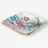 Weihnachts-Flamingo am Strand Pappteller (Gewinkelt)