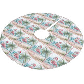 Weihnachts-Flamingo am Strand Polyester Weihnachtsbaumdecke (Schrägansicht)