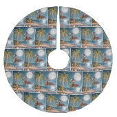 Weihnachts-Flamingo am Strand Polyester Weihnachtsbaumdecke (Vorderseite)