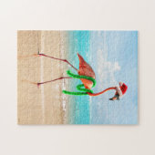 Weihnachts-Flamingo am Strand Puzzle (Horizontal)