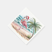 Weihnachts-Flamingo am Strand Serviette (Ecke)