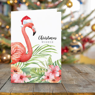 Weihnachts-Flamingo-Blumen-Grün-Grüße Feiertagskarte
