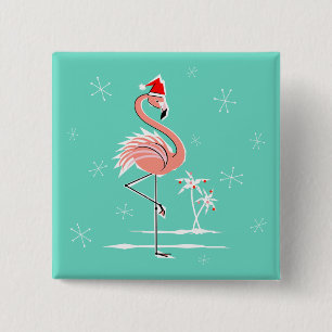 Weihnachts-Flamingo-Button quadratisch Button
