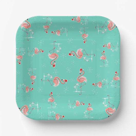 Weihnachts-Flamingo-Drehung Pappteller (Vorderseite)