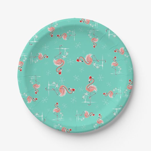 Weihnachts-Flamingo-Drehung Pappteller (Vorderseite)