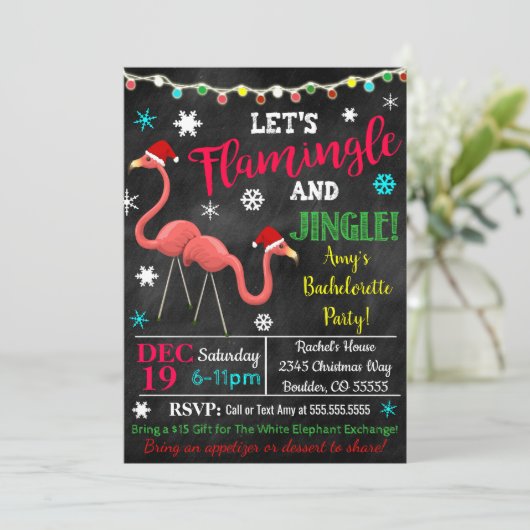 Weihnachts-Flamingo-Einladung Einladung (Stehend Vorderseite)