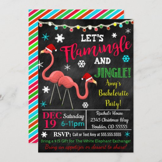 Weihnachts-Flamingo-Einladung Einladung (Vorne/Hinten)
