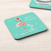 Weihnachts Flamingo Frohe Weihnachtskunst Untersetzer (Linke Seite)