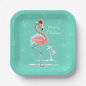 Weihnachts Flamingo Frohe Weihnachtsplatz Pappteller (Vorderseite)