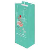 Weihnachts Flamingo Frohe Weihnachtswein Geschenk  Geschenktüte Für Weinflaschen (Rückseite Schrägansicht)